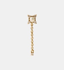 Piercing en or jaune 18 carats avec perle et saphirs blancs Aristocrazy