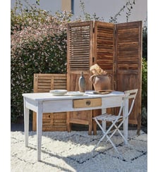 Grand bureau en bois blanc Edouard N°1074- Produit chiné Debongout