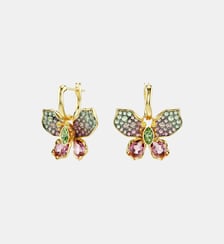 Pendants d'oreilles Idyllia, Pavé, Papillon, Doré à l’or 18 carats (750/1000) Swarovski