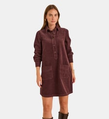 Robe Droite En Velours De Coton Aubergine Parme Maison 123