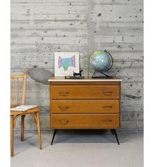Commode bureau au style scandinave en bois et Formica Olga N°1135 - Produit chiné Debongout