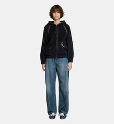 Manteau à capuche en laine et cuir Sandro