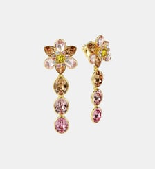 Pendants d'oreilles Idyllia, Fleur, Doré à l’or 18 carats (750/1000) Swarovski