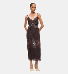 Robe nuisette mi-longue avec bandes en dentelle Pinko