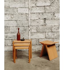 Tabouret en bois massif Axel N°369- Produit chiné Debongout