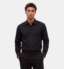 Chemise manches longues patch logo en coton stretch Serge Blanco