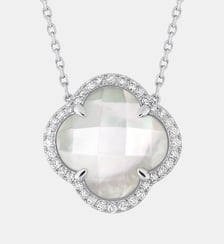 Collier, nacre blanche grand modèle, diamants, or blanc Morganne Bello