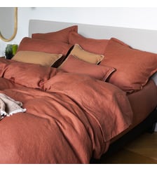 Housse de couette en chanvre lavé, CHANVRE DÉLICAT Blanc Cerise