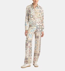Pantalon ortiz en sergé de soie imprimé Momonì