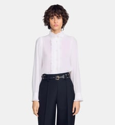 Chemise en soie à col froncé Sandro