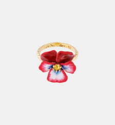 Bague cocktail pensée rouge et cristal taillé Les Néréides
