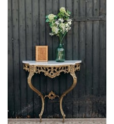 Console en bronze et marbre blanc Hanna N°1295- Produit chiné Debongout