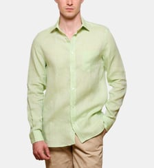 Chemise en lin vert coupe droite Atelier Privé