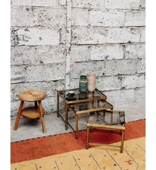 3 tables gigognes en laiton Barbara N°78- Produit chiné Debongout