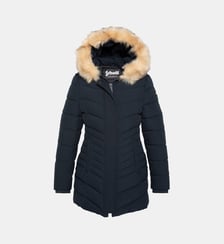 Parka mi-longue à capuche effet fourrure amovible Schott