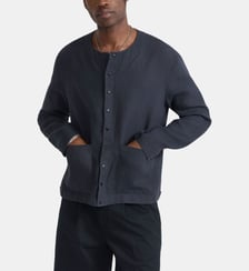 chemise cardigan en toile de lin gris Agnès b.