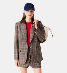 Veste à carreaux col amovible Maje