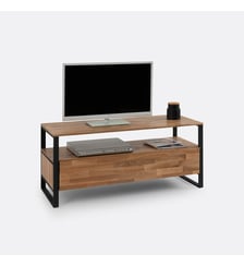 Banc TV, en chêne massif, plaqué chêne et métal acier La Redoute Interieurs