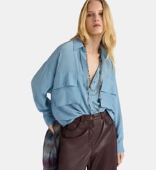 Chemisier oversize pitanga en crepe de chine unie Momonì