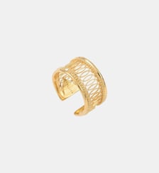 Bague ajustable  en métal ajouré  doré à l'or fin - Noor Satellite