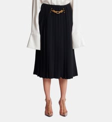 Jupe midi en soie plissée avec détail bijou Balmain