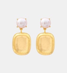 Boucles d'oreilles tiges percées rectangulaires   doré à l'or fin - Bysance Satellite