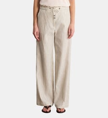 Pantalon large rayé en coton, chanvre et lin - BEKY Pablo