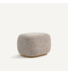Repose-pieds, pouf en tissu chiné et base en chêne massif AM.PM