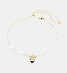 Ras-de-cou Idyllia, Perle de cristal, Abeille, Doré à l’or 18 carats (750/1000) Swarovski