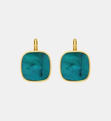 Boucles d'oreilles dormeuses carrées   doré à l'or fin - Ashanti Satellite