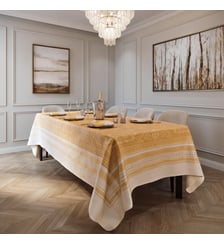 Nappe coton & autres fibres antitache motif jacquard or Galerie royale reflets d or Garnier Thiebaut
