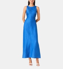 Robe midi dos nu en lin mélangé Maje
