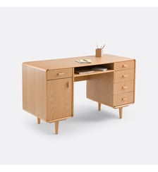 Bureau double caisson plaqué chêne La Redoute Interieurs