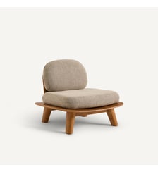Fauteuil en teck massif et coussins en tissu chiné AM.PM