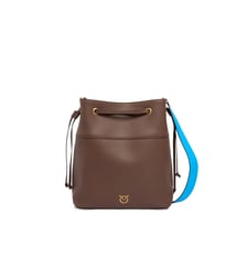 Sac seau moyen porté épaule en cuir pleine fleur avec logo love birds Pinko