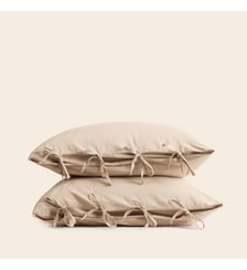 Lot De 2 Taies D'Oreiller  Satin de coton lavé uni à nouettes Madura