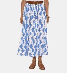 Jupe Midi Fluide Imprimée En Coton Brune Maison 123