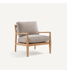 Fauteuil en chêne, plaqué et tissu chiné AM.PM