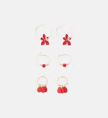 Set de 3 paires de boucles d'oreilles assorties rouges Balaboosté