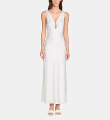 Robe longue satinée à bijou Sandro