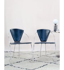 Paire de chaises en métal et skaï noir Alma N°2146 - Produit chiné Debongout
