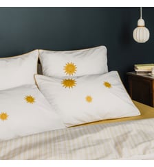 Taie d'oreiller en percale de coton, SOLEIL Blanc Cerise