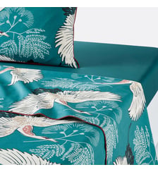 Drap imprimé percale Grues Bleu La Redoute Interieurs