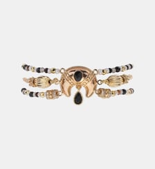 Bracelet de perles réglable cabochon central lune MANALOU Hipanema