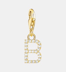 Thomas Sabo Pendentif Charm lettre B avec pierres blanches plaqué or doré or jaune 18 carats, Argent sterling 925 Thomas Sabo