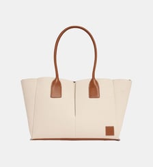 Grand sac cabas Elena en toile coton et cuir grainé Le Tanneur
