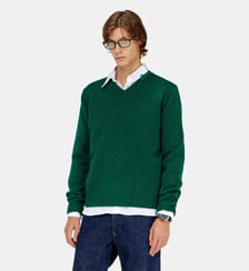 Pull en laine col V avec logo sur le col Diesel
