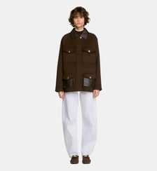 Manteau double face col cuir Sandro