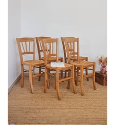 Lot de 5 chaises en paille Claude N°1283- Produit chiné Debongout