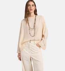 Blouse ample a col rond et manches longues stilla en acetate de soie Momonì